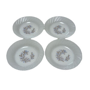 Termocrisa Blue Floral Soup/Cereal Bowls 4 pc Set c1960s Made in Mexico 7.5"